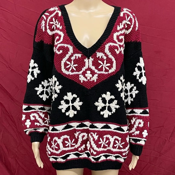 Vintage 90’s Venezia Hand Knit Baggy Oversized Pullover Sweater size 18/20 - Picture 2 of 6